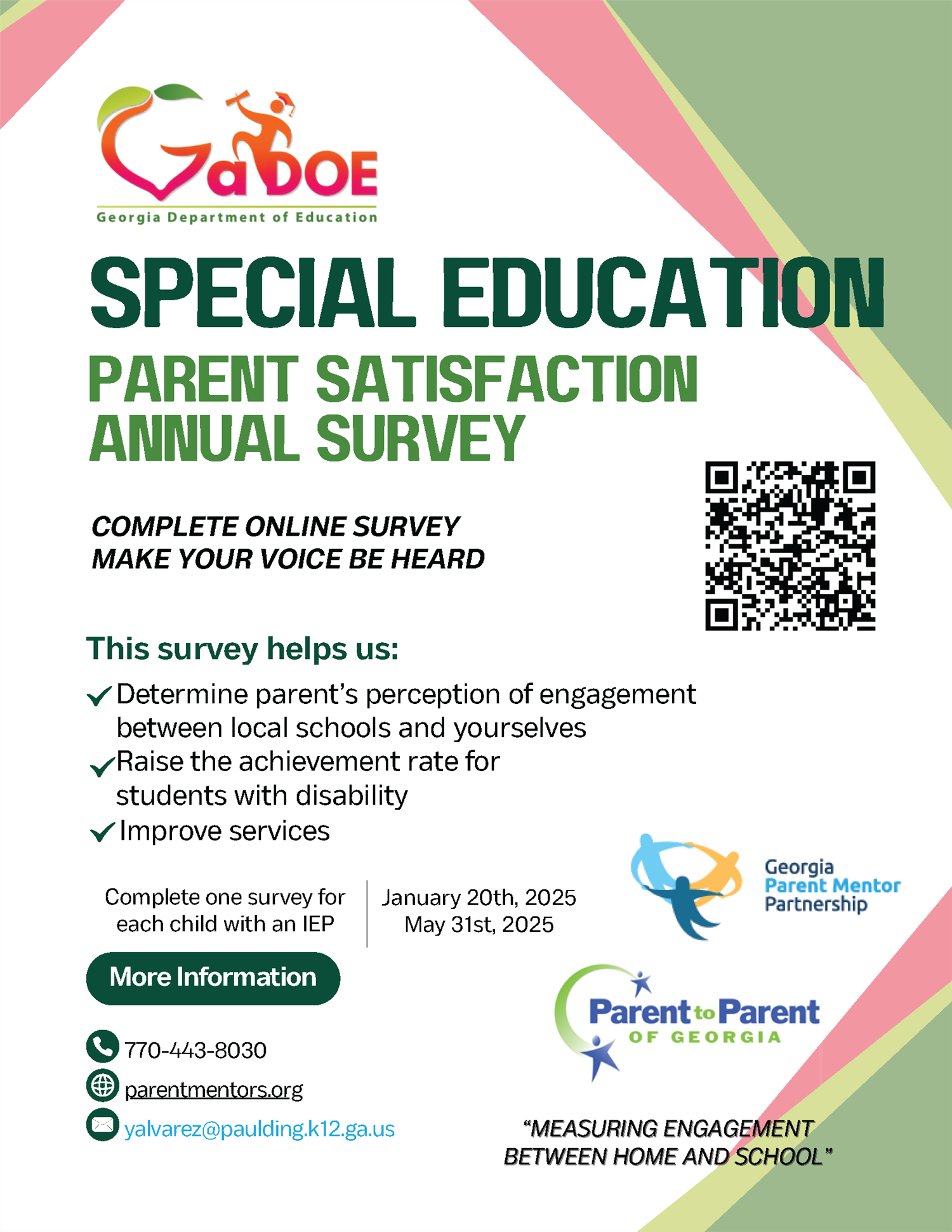 Special Education parent survey flyer